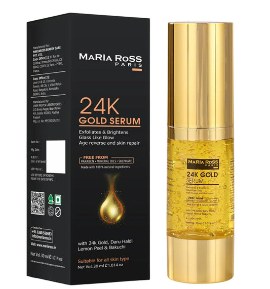 Maria Ross 24K Gold Serum for Exfoliating and Brightining Skin with Anti aging effect (30 ml)