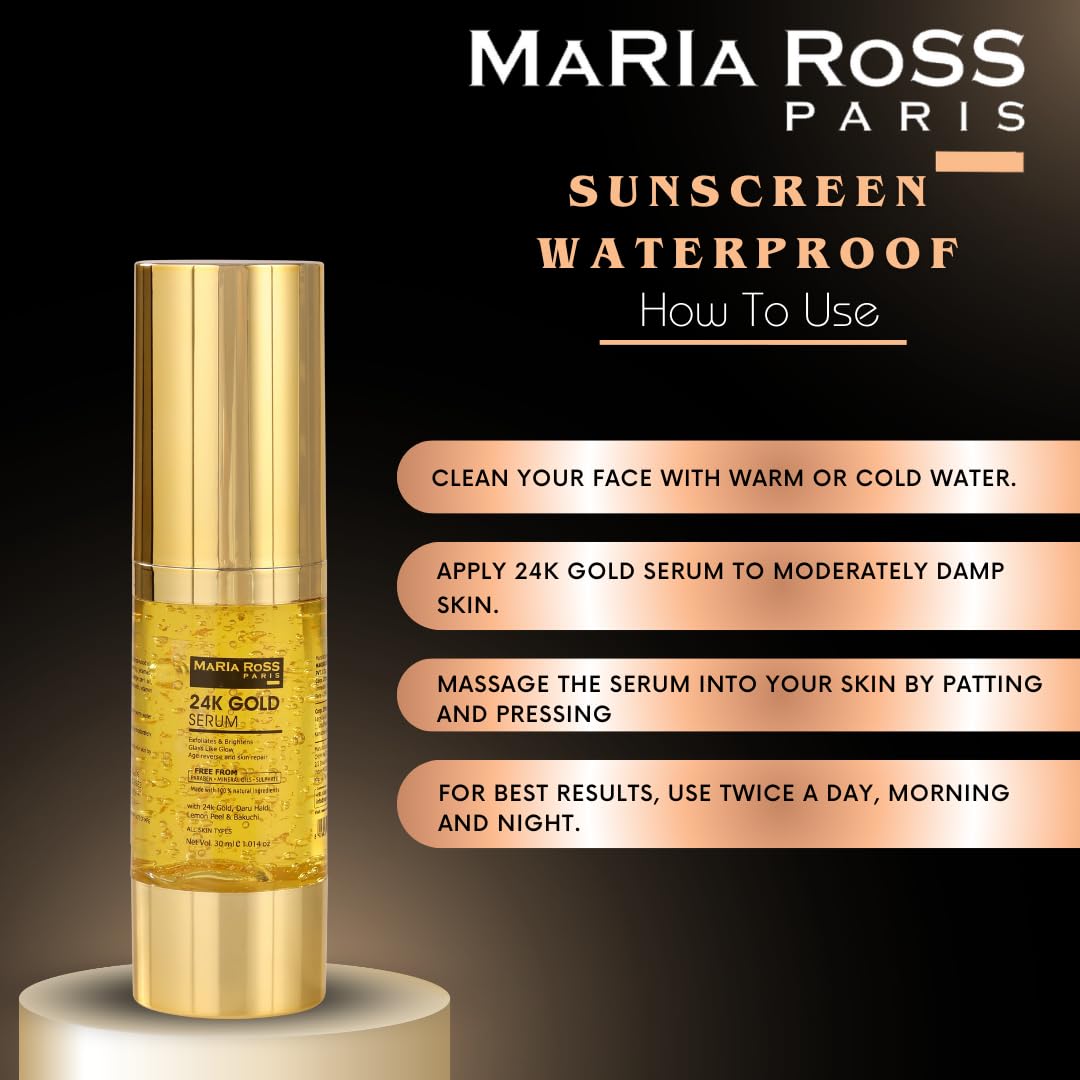 Maria Ross 24K Gold Serum for Exfoliating and Brightining Skin with Anti aging effect (30 ml)