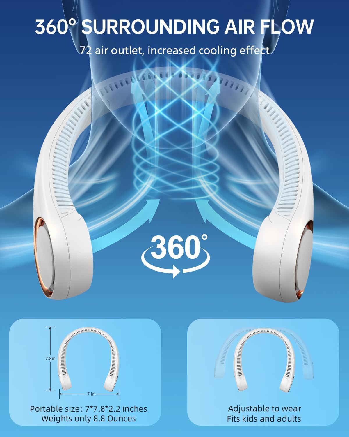Portable Bladeless Hanging Rechargeable Neck Fan