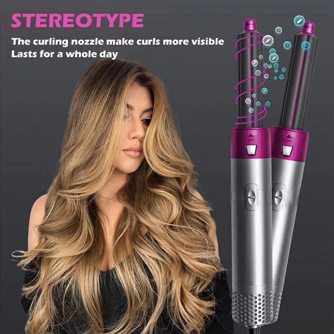 Luxury 5-in-1 Hair Styling Tool: Detachable Comb & Automatic Suction Curler