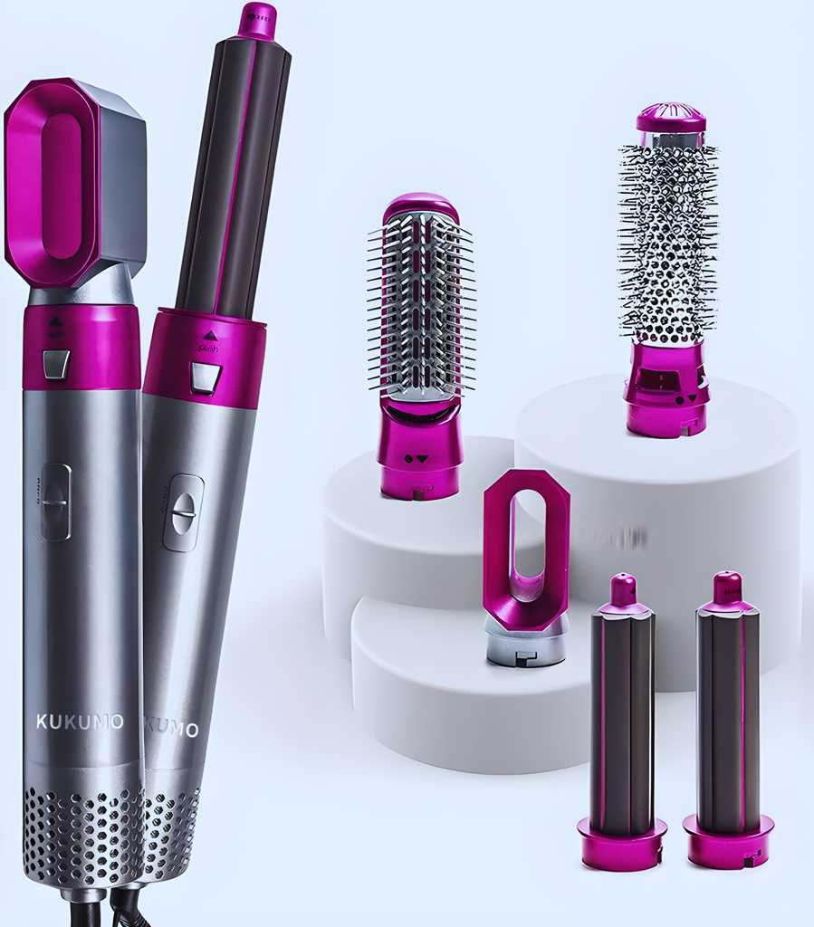 Luxury 5-in-1 Hair Styling Tool: Detachable Comb & Automatic Suction Curler