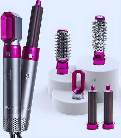 Luxury 5-in-1 Hair Styling Tool: Detachable Comb & Automatic Suction Curler