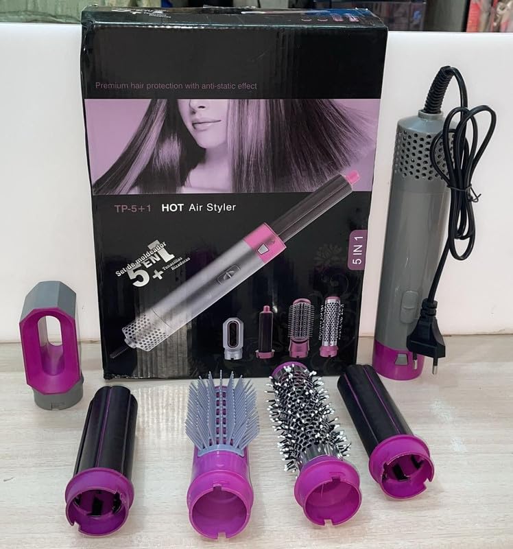 Luxury 5-in-1 Hair Styling Tool: Detachable Comb & Automatic Suction Curler